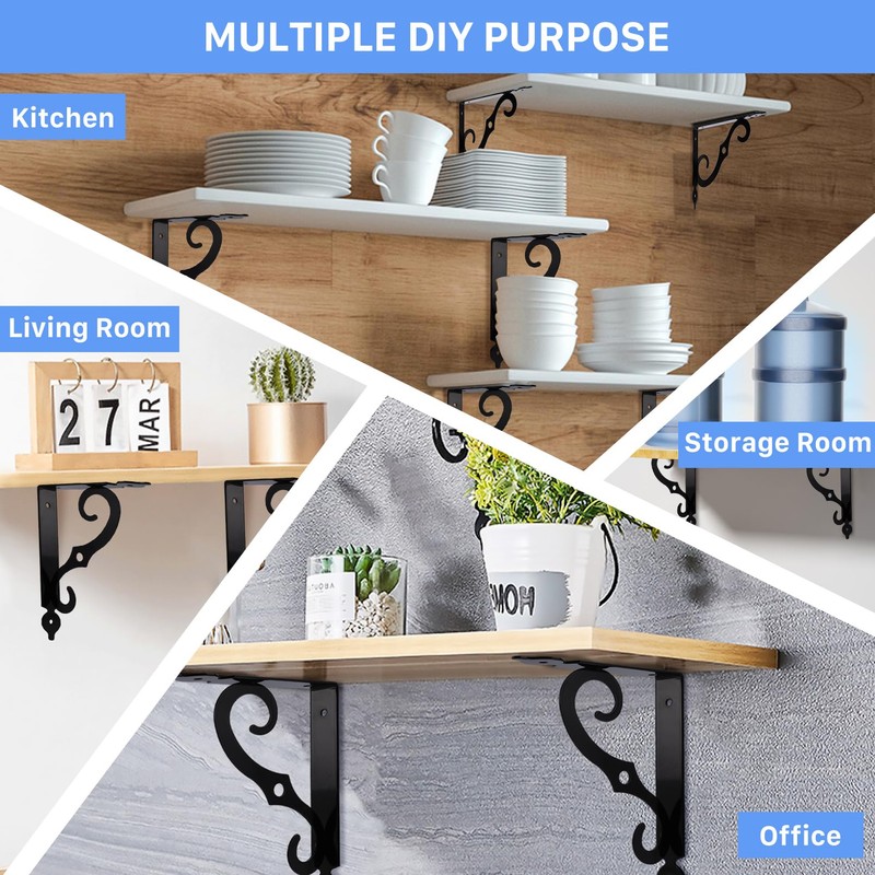 Tivcck 10 Pack Decorative Shelf Brackets,7.4Inch Wall Mounted L Shape