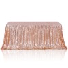 3E Home Rose Gold Sequin Tablecloth Rectangle Sequin Table Cover