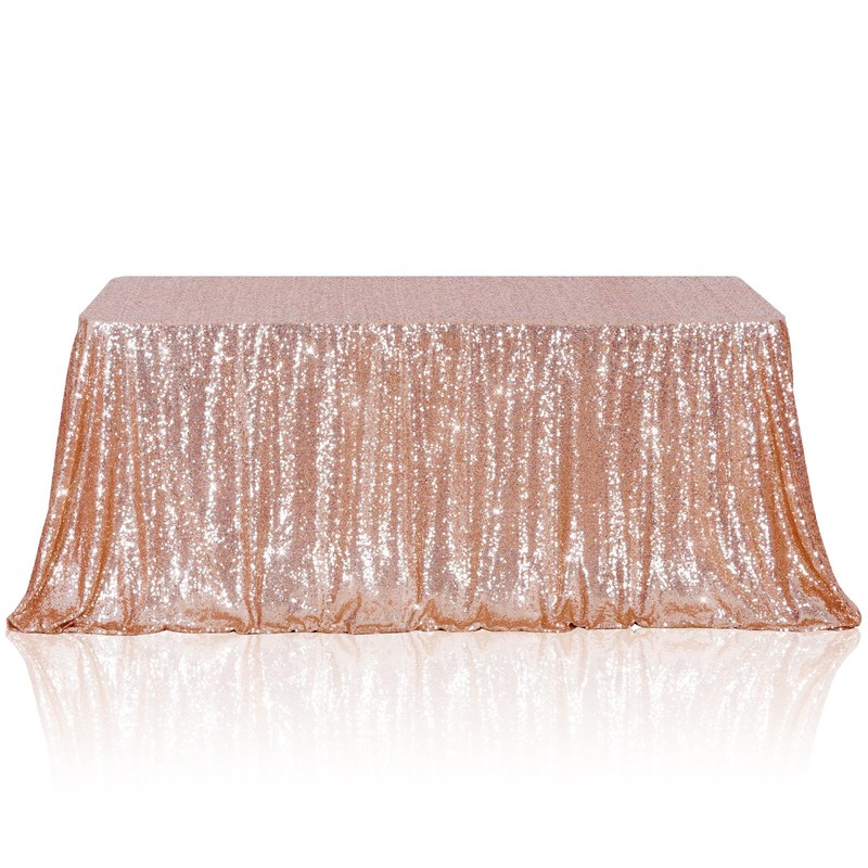 3E Home Rose Gold Sequin Tablecloth Rectangle Sequin Table Cover