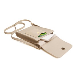 Alice Wheeler Vegan Leather Mini Bloomsbury Crossbody Phone Bag Bee (Stone)