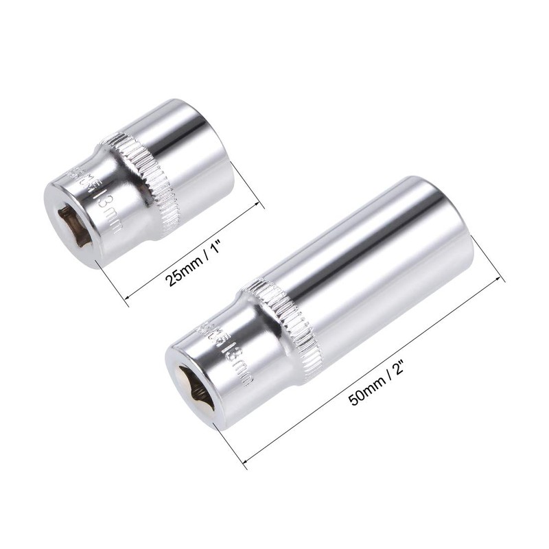 sourcing map 1/4-Inch Drive by 13mm Deep and Shallow Socket