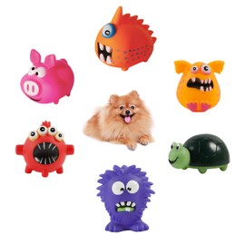 MIIXUER 6 Pack Squeaky Puppy Toy, Cute Interactive Dog Toys for Small Dogs, Squeaky Dog Toys for Relieves Anxiety - 6 Monsters