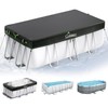 UIRWAY 10x16 FT Oval Pool Cover with Reflective Strips for