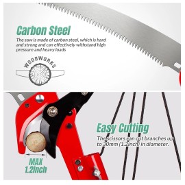 Suchtale 2 In 1 Suchtale 14ft Pole Saw, Manual Tree Pruner with Sharp Steel Blade,
