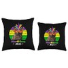 Funny Party Cat Mask Beads Mardi Gras 2023 Throw Pillow