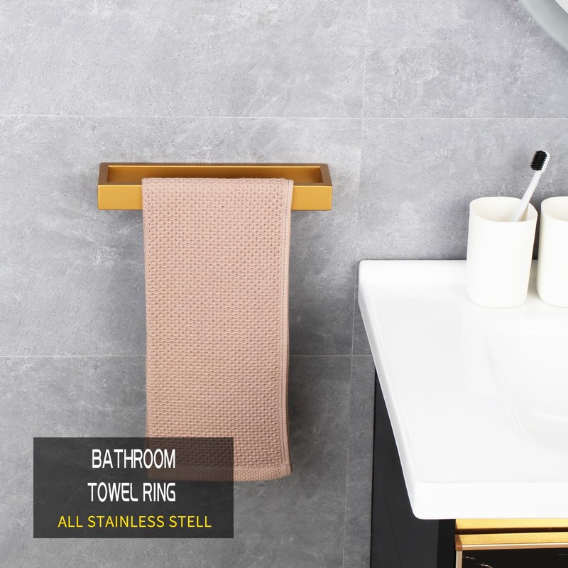 GERZWY Bathroom 2-Piece Accessory Set Gold Stainless Steel Toilet Paper
