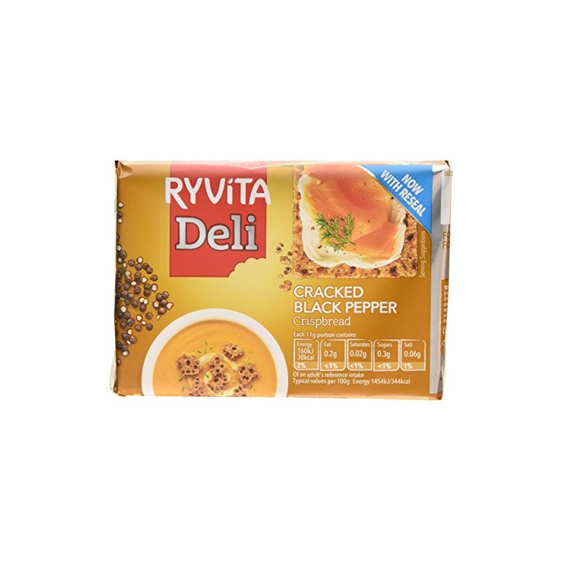 Ryvita Cracked Black Pepper Crispbread 200 g (Pack of 4)