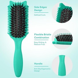 Upgraded Curl Defining Comb – Adorable Cat Ear Design, Wide Tooth Detangling Comb for Curly, Wavy & Coily Hair | Anti-Frizz, No-Pull Styling Tool for Men & Women, Perfect for Daily Use, Travel & Natural Hair Care:_Green with Hollow Design