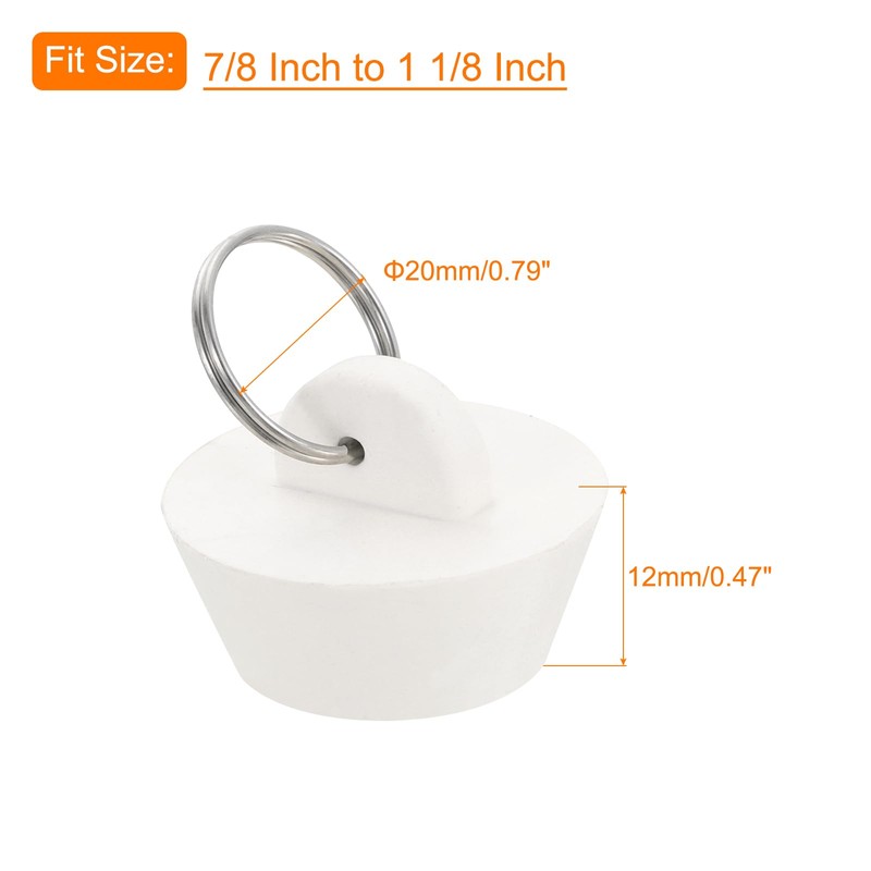 sourcing map 2pcs Rubber Drain Stopper with Hanging Ring, Bathtub