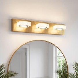 TimberAura Bathroom Vanity Light, 3-Light 24 Inch Brushed Gold 5CCT 2700-6500K LED Bathroom Light Fixtures Over Mirror, Vanity Lighting Modern Bath Wall Sconce for Mirror Bedroom Living Room