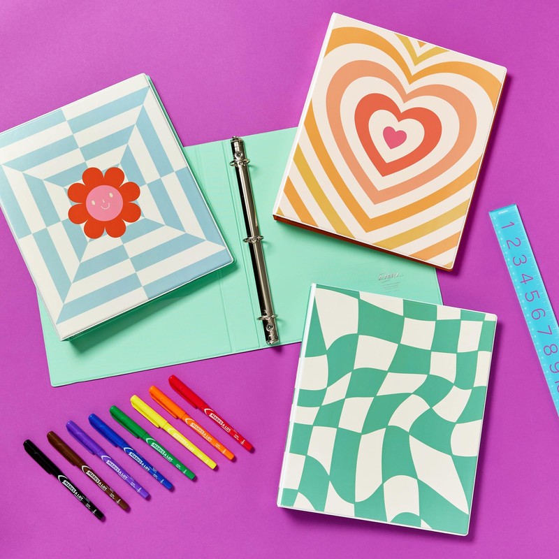 Avery 3 Ring Binder, 1 Inch Round Rings, Retro Collection,