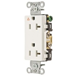 Hubbell Wiring Systems IG20DRWHI SpikeShield Style Line Commercial Specification Grade Straight Blade Isolated Ground Decorator Receptacle, 125V, 20A, 1 HP, 2-Pole, 3-Wire, White