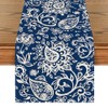 Artoid Mode Blue Floral Paisley Table Runner, Seasonal Spring Kitchen
