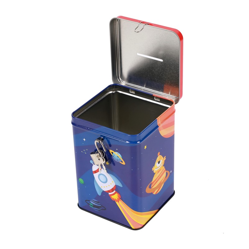I-TOTAL® Fun Money Box with Padlock and Key Metal Money