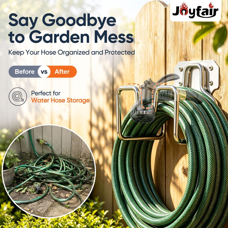 Joyfair Water Hose Holder, Metal Hose Holders for Outside Garden,