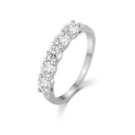 Ring Ladies Sterling Solid 925 Silver 5 Stone Eternity K to U Simulated Diamond (O)