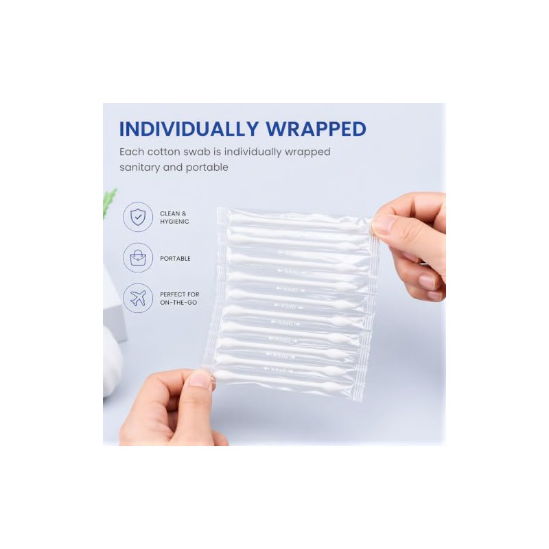200 Pieces Biodegradable Cotton Buds, Double-Ended Cotton Swabs with Pointed