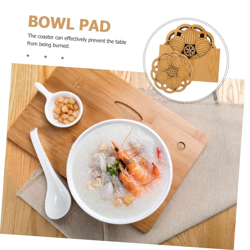 MAGICLULU 6pc Bamboo Lotus Coasters Heat Resistant Drink Coasters Holder