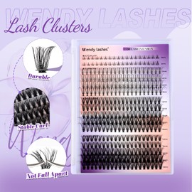 Lash Clusters Fluffy Thick Volume Eyelash Clusters DIY False Eyelashes Wispy Individual Lashes D Curl Cluster Eyelash Extensions Comfortable Lash Extension by WENDY LASHES（20+30P-D -1218)