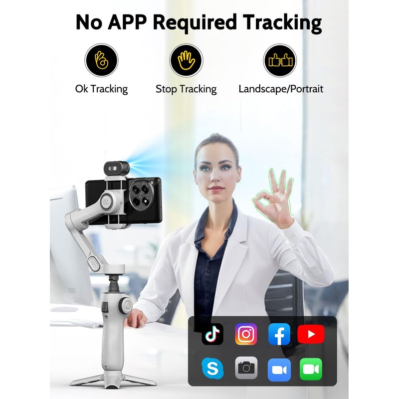 AOCHUAN Gimbal Stabilizer for Video Recording, Smartphone 3-Axis Smartphone Gimbal