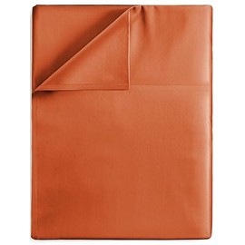 King Size Flat Bed Sheet - Hotel Luxury Single Flat Sheet Only - Wrinkle Free & Fade Resistant Flat Sheet - Extra Soft, Comfy & Breathable Flat Sheet for Women & Men - Terracotta Top Flat Sheet Only