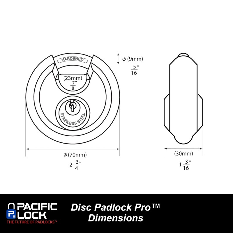PACLOCK's Disc Padlock PRO™ Series, Stainless Steel, Keyed Alike DL4,