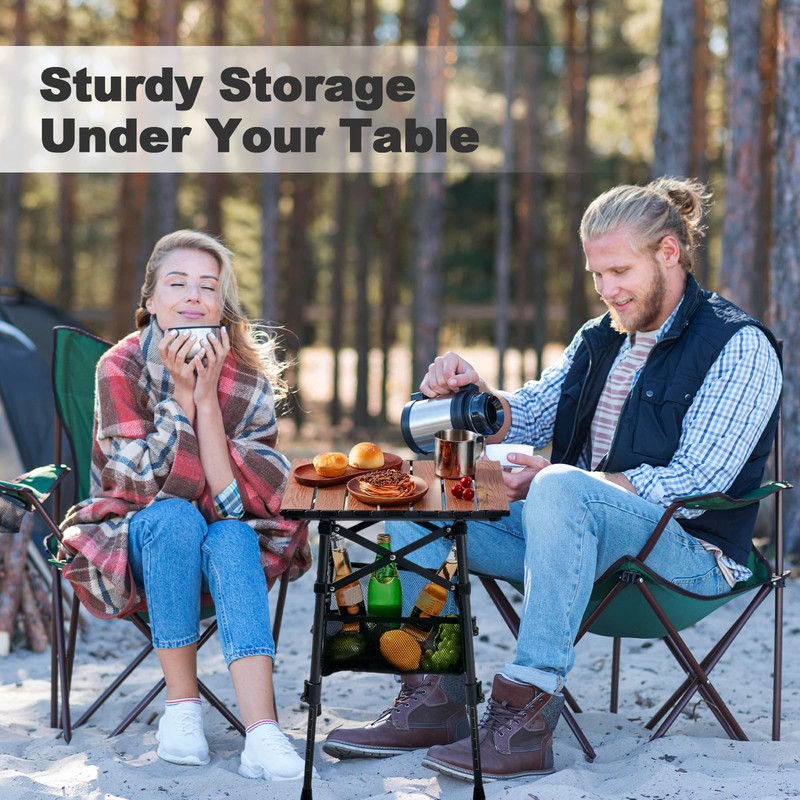 Odoland Folding Camping Table with Sturdy Storage Bag, Adjustable Height