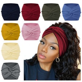 Women's Wide Headband for Badminton, Sports, Makeup, Spa, Yoga, Face Wash & Exercise 25*18/Deep Coffee 15ea