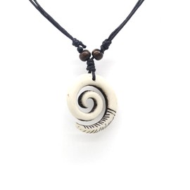 Scddboy Spiral Koru Necklace Maori Tribal Necklace for Men Women,Adjustable Black Rope Cord Necklace