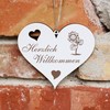 Herzlich Willkommen Sign, Funny Sunflower, Decorative Heart Wooden Welcome Sign,