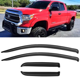 Window Visors Rain Guards for 2007-2021 Toyota Tundra Extended Cab, Out-Channel Window Vent Wind Deflectors Visors Shades for 07-21 Tundra Double Cab
