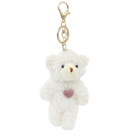 Zitokin Bear Plush Keychain Toys for Kids with Purple Heart 5" Inch Stuffed Teddy Plushie Backpack Purse Pendant Gift for Girls (C-White-Heart)