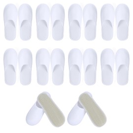 10 pares pantuflas desechables,Pantuflas para Spa,Suaves y Cómodas de 11 x 4 pulgadas,para fiesta de Felpa Antideslizantes con Suela Gruesa de 5 mm para el Hogar, Viajes, Fiestas, Hoteles (Blanco)