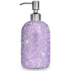 SlowVibes 18Oz Bling Purple Glass Soap Dispenser With Rust Proof