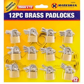 Padlock 59000C Set Wolfdog Brand Brass 20mm 12PC, one Size, Set of 12 Pieces