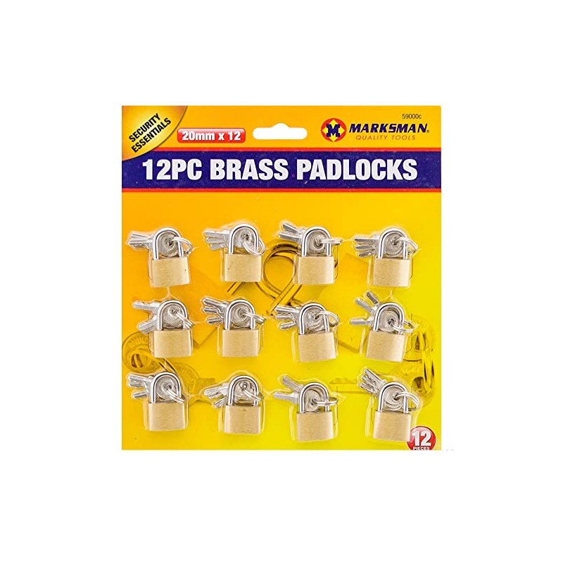 Padlock 59000C Set Wolfdog Brand Brass 20mm 12PC, one Size,