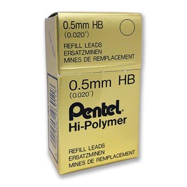Pentel Super Hi-Polymer Lead Refill 0.5mm HB Grade, 12 Leads Per Tube, Box of 12 Tubes, Total 144 Leads (100C-HB)
