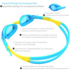 ZABERT swimming goggles for children, professional swimming goggles for teenagers, children, children, boys, girls, junior, toddlers, 0-14 years - anti-fog UV protection