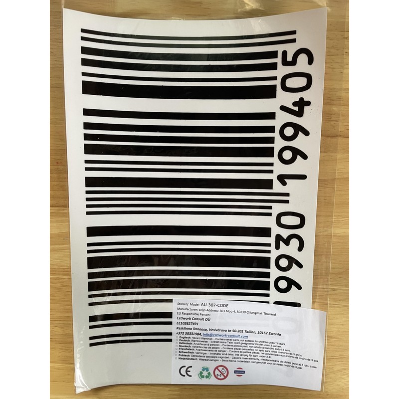 1 Sheet - Barcode Barcode Black Sticker Motorsport Motocross Car