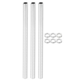 PATIKIL M12 Gewinde 250mm/9,8" Lampenrohr-Set mit Sicherungsmuttern, 3er-Set Gewindestangen-Befestigungselemente für Kronleuchter-Deckenleuchte DIY, Zinkbeschichtung