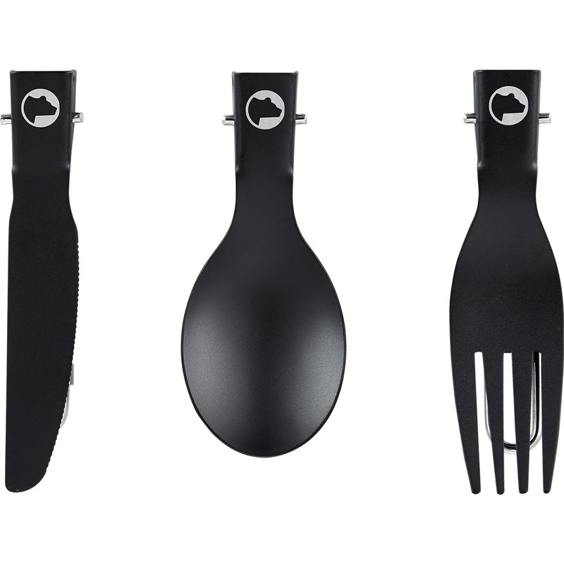 Explorer Bear Black Titanium Foldable Camping Utensil Set, 3 Pieces