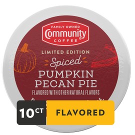 Community Coffee Spiced Pumpkin Pecan Pie Flavored Coffee Pods, 10 count, Medium Roast Compatible with Keurig 2.0 K-Cup Brewers (10 pods)