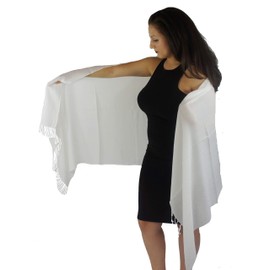 Cashmere Pashmina Group: Solid Pashmina Shawl, Scarf, Wrap & Stole (Large size) Ivory