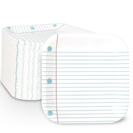 200 Piece Back to School Notebook Paper Plates First Day of School Disposable Plates Square Decorative Plates for Graduation Party Supplies Table Decorations,9 In