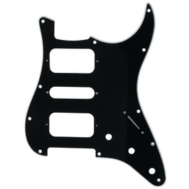 Musiclily Pro 11 Holes Round Corner HSH Strat Pickguard for American/Mexican Fender Standard Stratocaster Electric Guitar, 3Ply Black