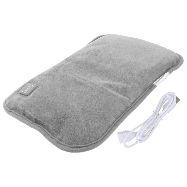 MAGICLULU Electric Heating Water Bag USB Rechargeable Hot Water Bag Portable Plush Hot Water Bottle Perfect for Back Cramps (Grey)