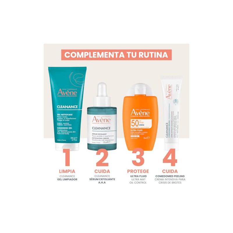 Avene Cleanance Gel Limpiador Facial Piel Grasa y Mixta, 200ml