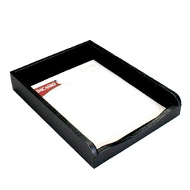 Dacasso Black Crocodile Embossed Leather Letter Tray