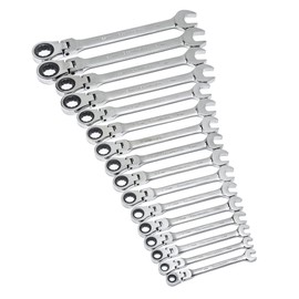 GEARWRENCH 16 Pc. 12 Pt. Flex Head Ratcheting Combination Wrench Set, Metric - 9902D