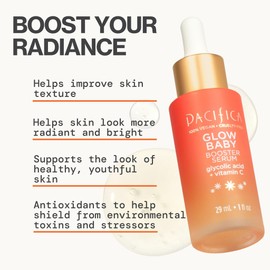 Pacifica Vitamin C Serum for Face – Glow Baby Brightening Facial Serum with Glycolic Acid – Vitamin C Booster Skin Care, Dark Spot Corrector, Vegan Skincare for Glowing Skin, Dermatologist Tested